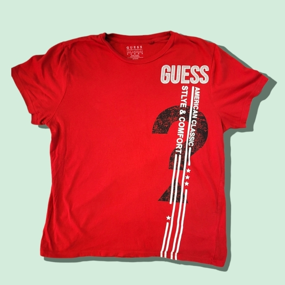 Guess red cotton tee shirt size large - Picture 1 of 3